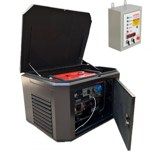 Генератор A-iPower A7000EAX в супертихом зимнем кожухе 1400SS RAL 8019 + блок автозапуска A-iPower 400 В 25 А