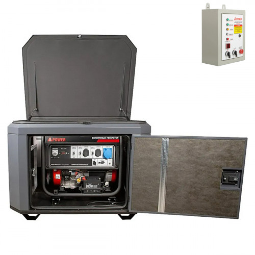 Генератор A-iPower A6000EAX в тихом зимнем кожухе 1200 RAL 7024 + блок автозапуска A-iPower 230 В 50 А