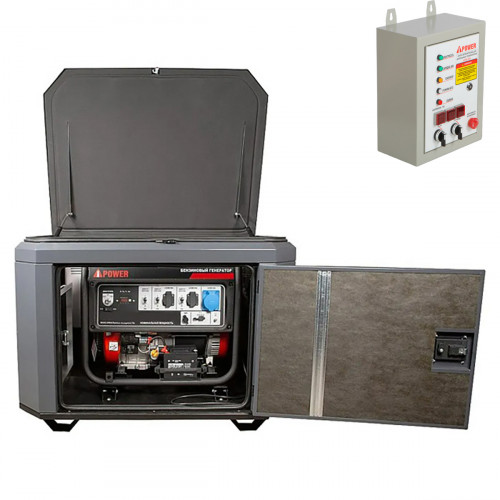 Генератор A-iPower A6000EAX в тихом зимнем кожухе 1200 RAL 7024 + блок автозапуска A-iPower 400 В 25 А