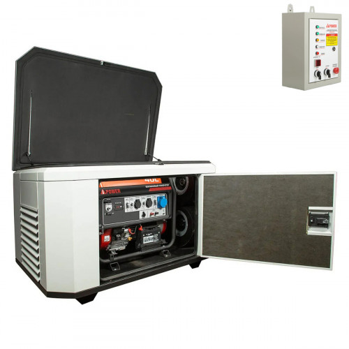 Генератор A-iPower A7000EAX в супертихом зимнем кожухе 1400SS RAL 7035 + блок автозапуска A-iPower 230 В 50 А