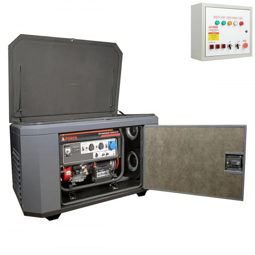 Генератор A-iPower A7000EAX в супертихом зимнем кожухе 1400SS RAL 7024 + блок автозапуска A-iPower 230В/400В 100А 8 ПИН