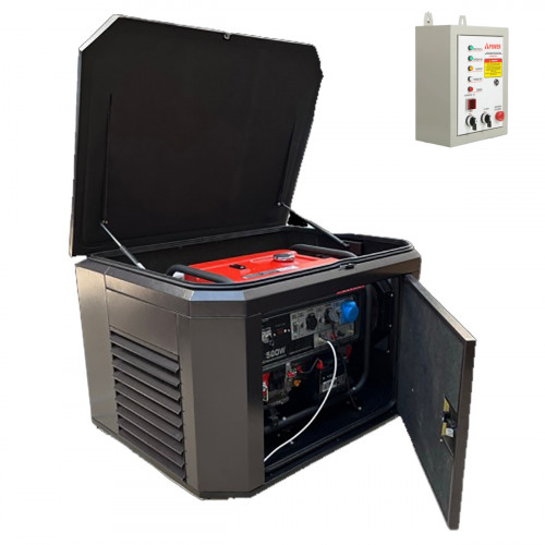 Генератор A-iPower A7000EAX в супертихом зимнем кожухе 1400SS RAL 8019 + блок автозапуска A-iPower 230 В 50 А