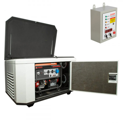 Генератор A-iPower A7000EAX в супертихом зимнем кожухе 1400SS RAL 7035 + блок автозапуска A-iPower 400 В 25 А