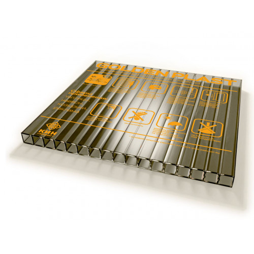 Сотовый поликарбонат GOLDEN PLAST 10 мм / Цвет бронзовый / Длина листа 6 м