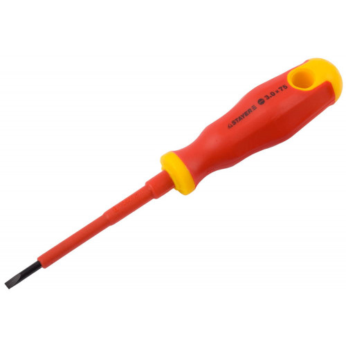 STAYER Electro, SL3 х 75 мм, диэлектрическая отвертка, Professional (25141-03-07)