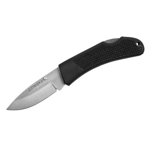 STAYER 75 мм, средний, с обрезиненной ручкой, складной нож (47600-1)