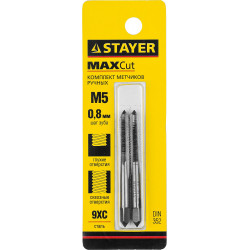STAYER M5 х 0.8, 2 шт, комплект метчиков (28025-05-0.8-H2)
