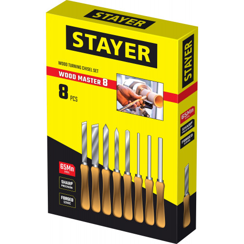 STAYER Wood Master, 8 предм., набор ручных резцов по дереву, Professional (1836)
