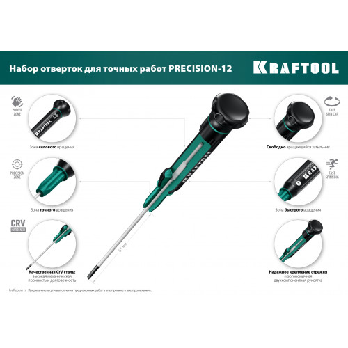 KRAFTOOL Precision-12, 12 предм., для точных работ, набор отверток (25689)