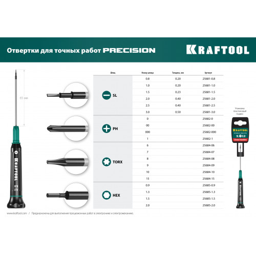 KRAFTOOL Precision TX9, отвертка для точных работ (25684-09)