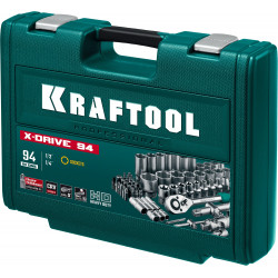 KRAFTOOL X-Drive 94, 94 предм., (1/2″+1/4″), универсальный набор инструмента (27883-H95)