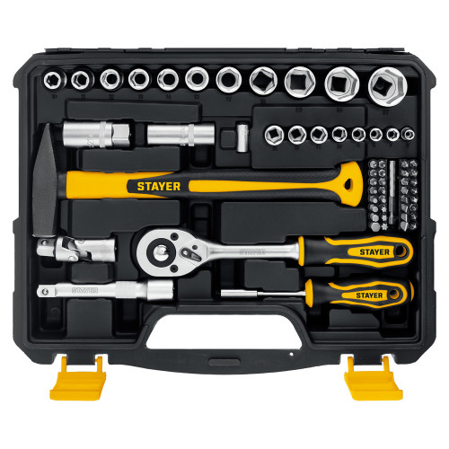 STAYER UNIVERSAL 83, 83 предм., (1/2″+ 1/4″), универсальный набор инструмента, Professional (27710-H83)
