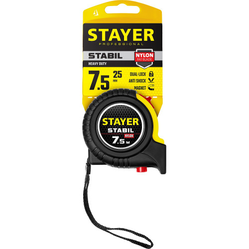 STAYER Stabil, 7.5 м х 25 мм, рулетка, Professional (34131-075)