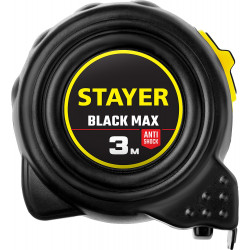 STAYER BlackMax, 3 м х 16 мм, рулетка с двумя фиксаторами, Professional (3410-03)
