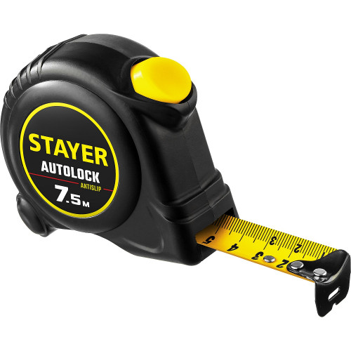 STAYER AutoLock, 7.5 м х 25 мм, рулетка с автостопом (2-34126-07-25)