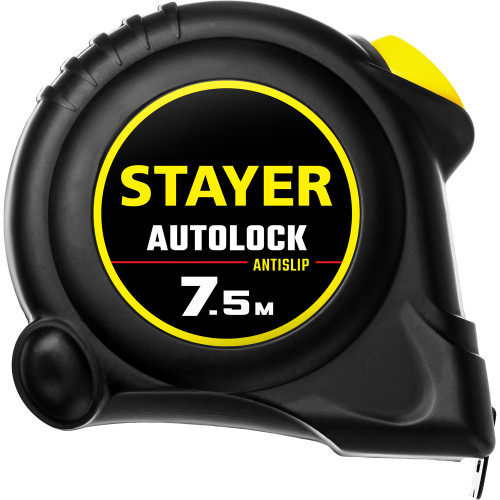 STAYER AutoLock, 7.5 м х 25 мм, рулетка с автостопом (2-34126-07-25)