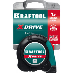 KRAFTOOL X-Drive, 8 м х 25 мм, рулетка (34122-08)