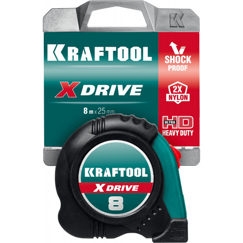 KRAFTOOL X-Drive, 8 м х 25 мм, рулетка (34122-08)