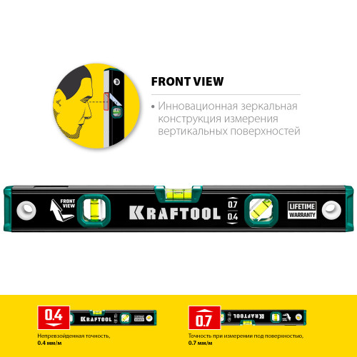 KRAFTOOL 400 мм, с зеркальным глазком, уровень (34781-40)