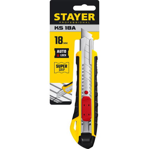 STAYER KS-18A, 18 мм, нож с автостопом, Professional (0916)