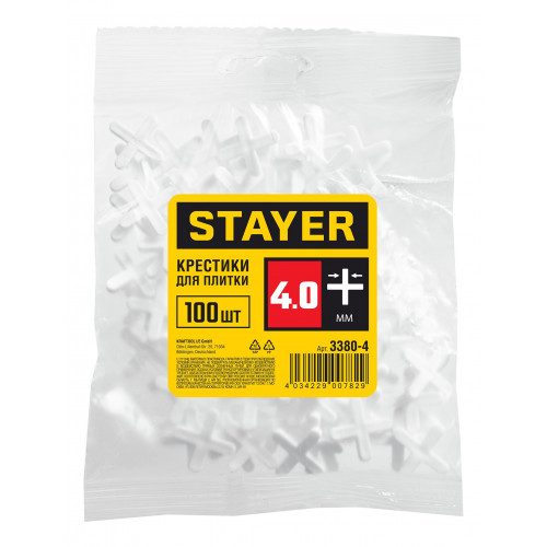 STAYER 4 мм, 100 шт, крестики для плитки (3380-4)