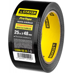 STAYER 48 мм, 25 м, черная, армированная лента, Professional (12086-50-25)