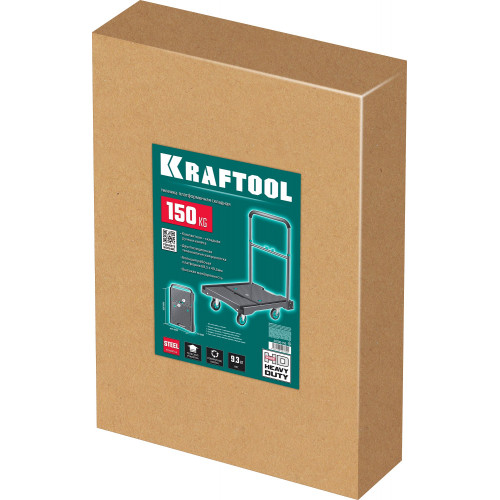 KRAFTOOL до 150 кг, платформа 68.0 х 49.5 см, складная рукоятка, складные колеса d 10 см, вес - 9.3 кг, платформенная тележка (38780-150)