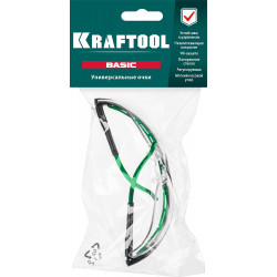 KRAFTOOL BASIC, открытого типа, прозрачные, стекло-моноблок с покрытием устойчивым к истиранию и запотеванию, защитные очки (110317)