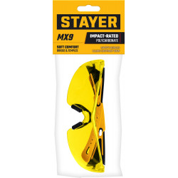 STAYER MX-9, открытого типа, желтые, защитные очки с двухкомпонентными дужками (110491)