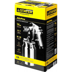 STAYER AirPro S, EA 1.4 мм, пневматический краскопульт с нижним бачком, Professional (06477-1.4)