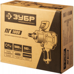 ЗУБР ПГ-1800, 3/4″, 1800 Н·м, ударный пневматический гайковерт, Профессионал (64230)