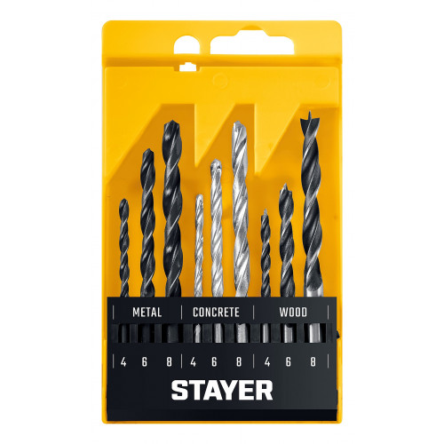STAYER Combi 9 предметов, набор комбинированных сверл (29720-H9)