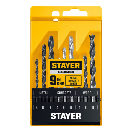 STAYER Combi 9 предметов, набор комбинированных сверл (29720-H9)