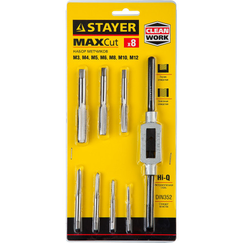 STAYER MaXCut, 8 предметов, инструментальная сталь, набор метчиков (28016-H8)