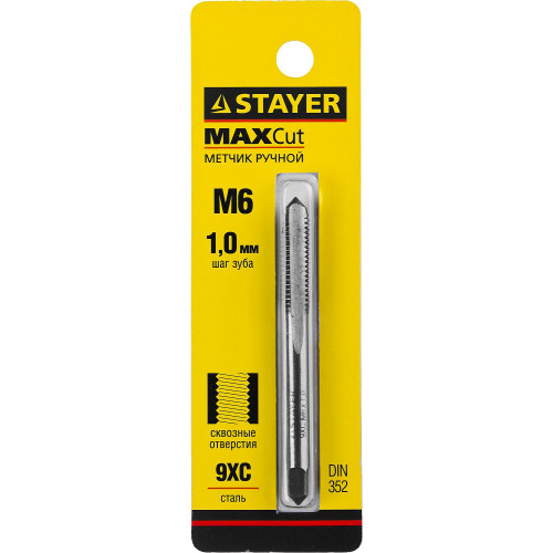 STAYER М6 х 1.0, одинарный, метчик для сквозных отверстий (28020-06-1.0)
