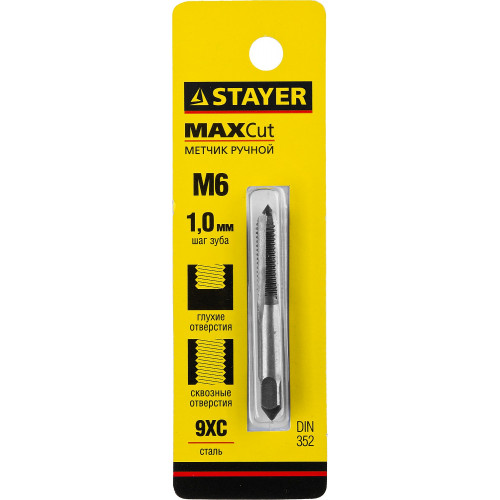 STAYER M6 х 1, одинарный метчик для сквозных и глухих отверстий (28021-06-1.0)