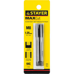 STAYER M8 х 1.25, 2 шт, комплект метчиков (28025-08-1.25-H2)