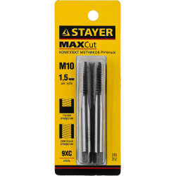 STAYER M10 х 1.5, 2 шт, комплект метчиков (28025-10-1.5-H2)