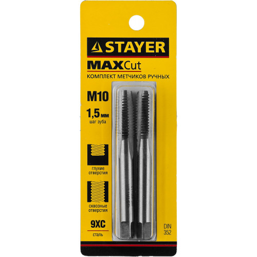 STAYER M10 х 1.5, 2 шт, комплект метчиков (28025-10-1.5-H2)