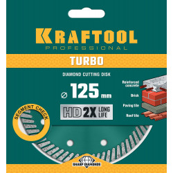 KRAFTOOL Turbo, 125 мм, (22.2 мм, 10 х 2.4 мм), сегментированный алмазный диск (36682-125)