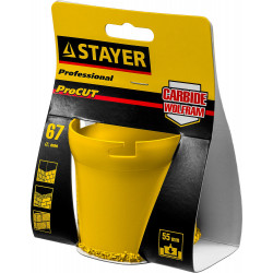 STAYER 67 мм, L 55 мм, карбид вольфрама, кольцевая коронка, Professional (33345-67)