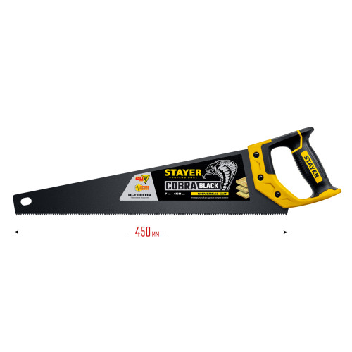 STAYER Cobra Black, 450 мм, универсальная ножовка, Professional (2-15081-45)
