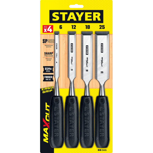 STAYER Max-Cut, 4 предм, набор стамесок (1820-H4)