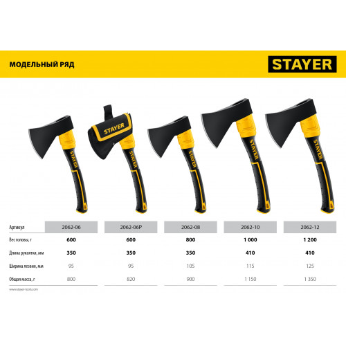 STAYER FIBERGLASS, 600/800 г, 350 мм, кованый топор, Professional (2062-06)