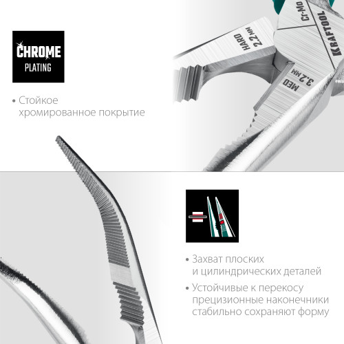 KRAFTOOL 200 мм, изогнутые тонкогубцы (22011-4-20)