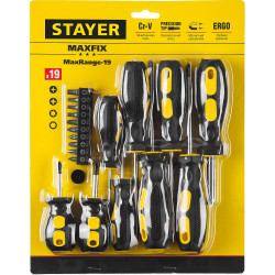STAYER Hercules-19, 19 предм., отвертка-битодержатель с насадками (2513-H19)