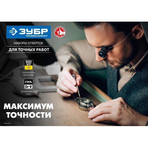 ЗУБР Часовщик, 6 предм., набор часовых отверток, Профессионал (25666)