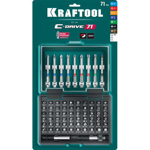 KRAFTOOL C-Drive 71, 71 шт, набор многофункциональных бит (26067-H71)