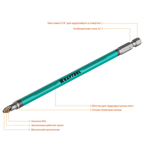KRAFTOOL Optimum PZ2, 150 мм, 5 шт, биты (26124-2-150-5)