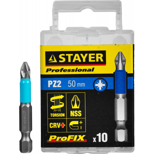 STAYER ProFix PZ2, 50 мм, 10 шт, набор бит, Professional (26223-2-50-10)